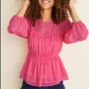 Sheer Blouse Pink Venus Chiffon Romantic Medium